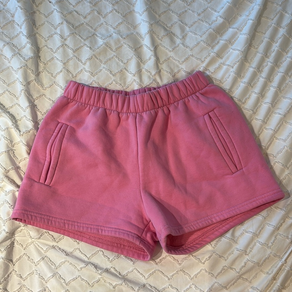 bright pink sweat shorts from boutique